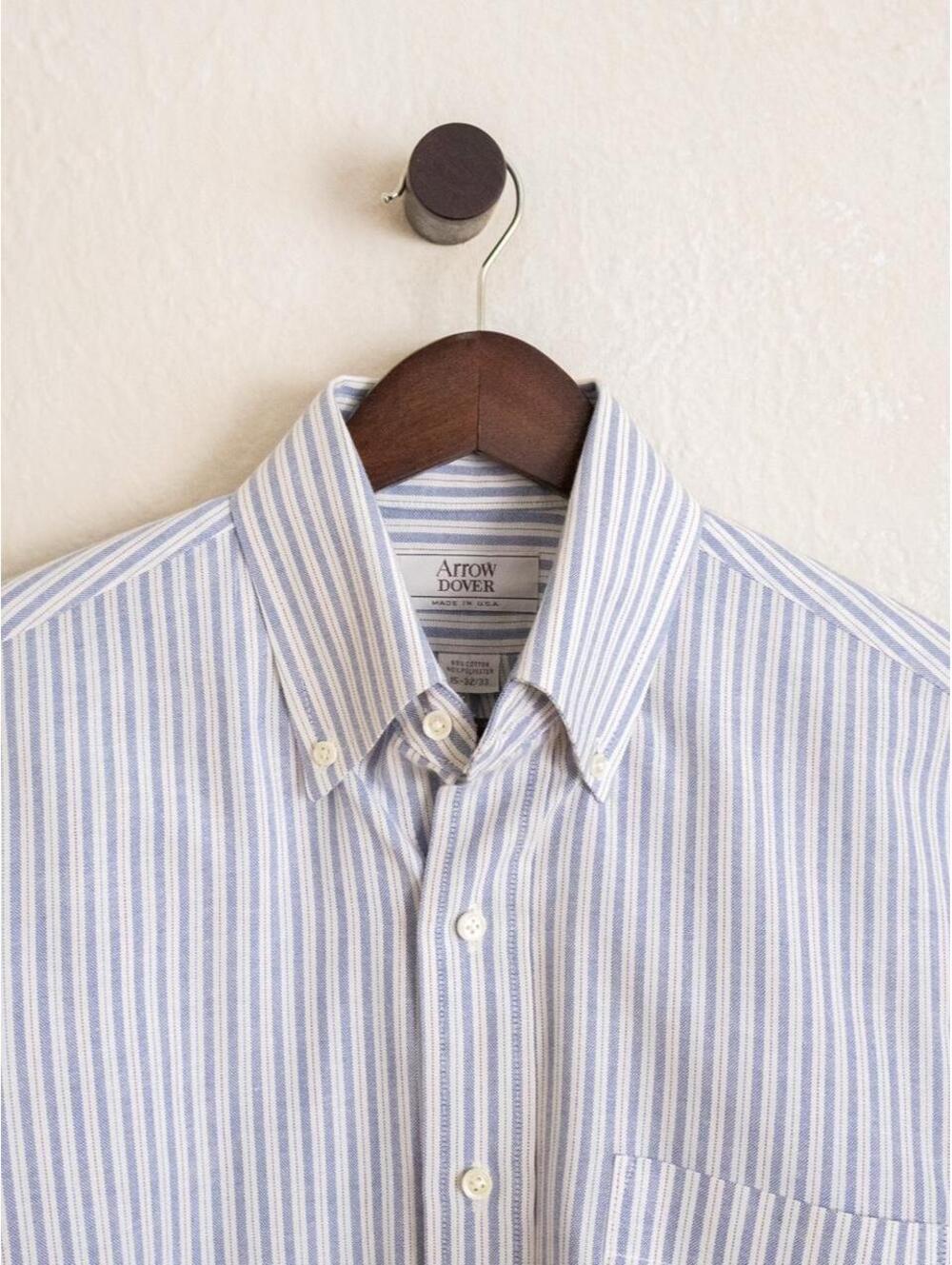 Arrow Dover Made in USA Blue Striped Oxford Shirt